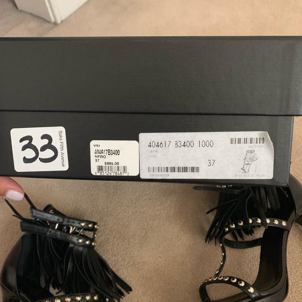 YSL Nappa sandals with fringe/silver studs - Picture 3 of 6